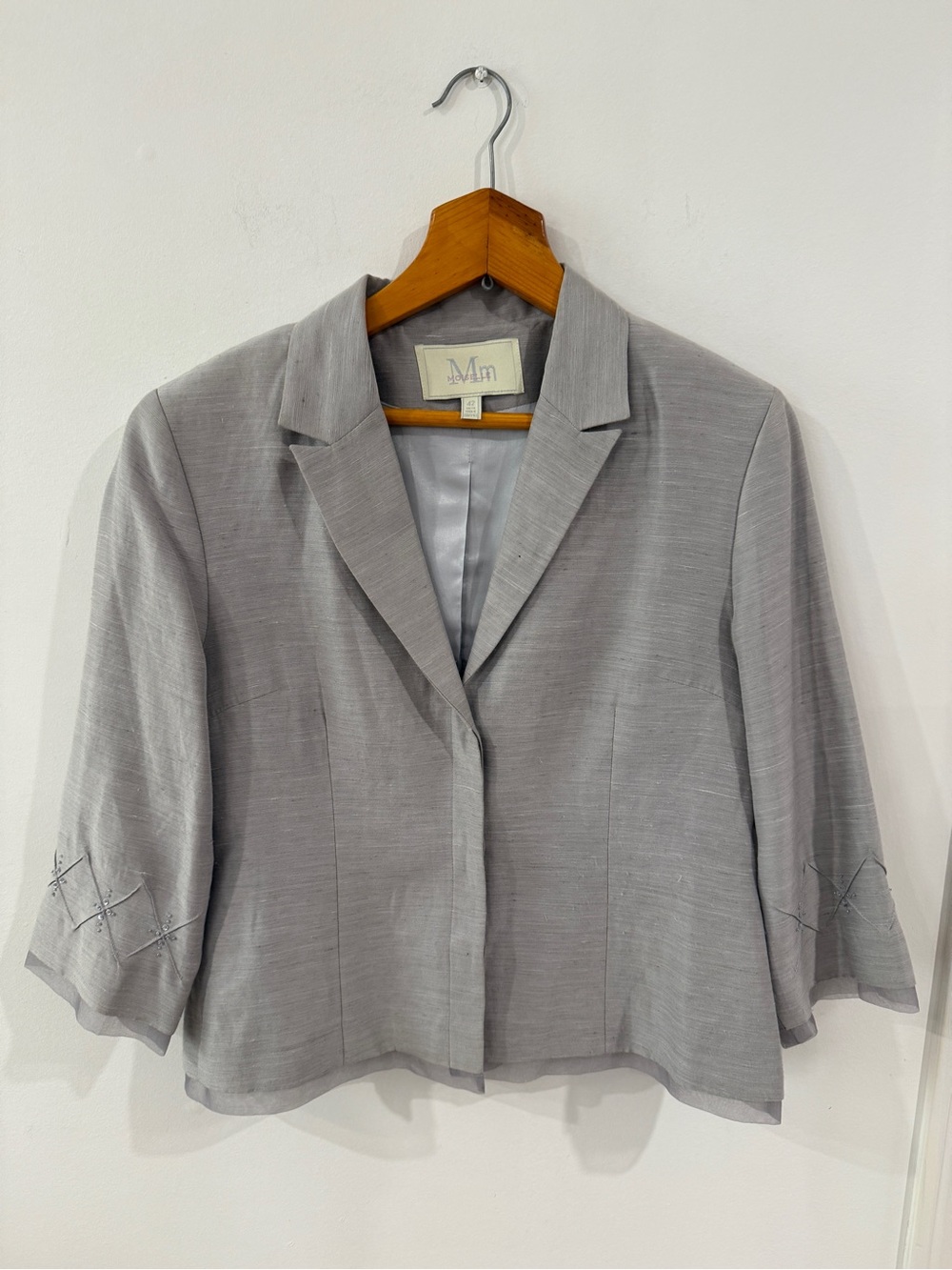 Light Gray Moiselle Short-Sleeve Women's Blazer Jacket